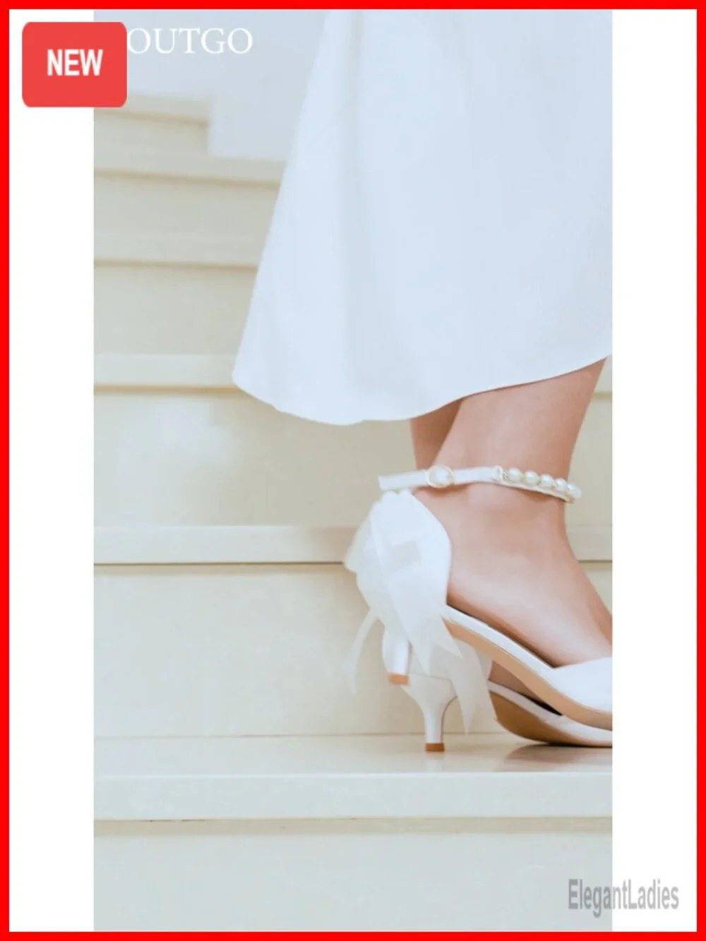 Satin Pearl Ankle Strap Kitten Heel D'Orsay Pumps Pointed Toe Wedding Party